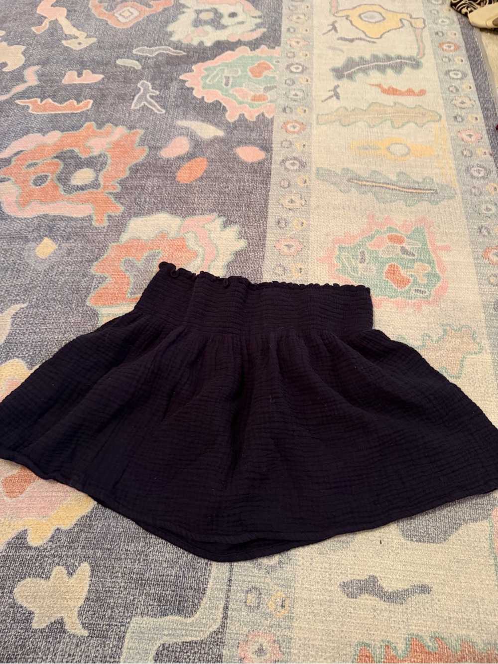 Women's Black Smocked Waist Skater Skirt